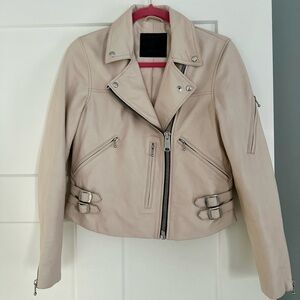 All Saints Moto Light Pink Leather Jacket US6